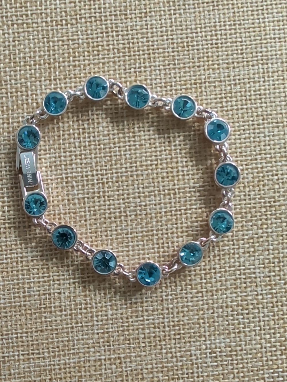 Nine West Silver Bracelet with Teal Blue Crystals